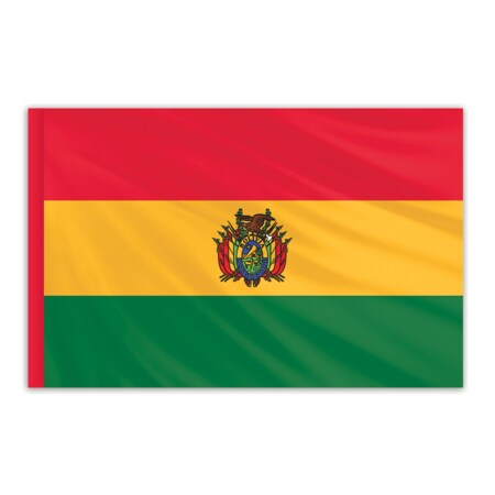 Bolivia Indoor Nylon Flag With Seal 2'x3' With Gold Fringe